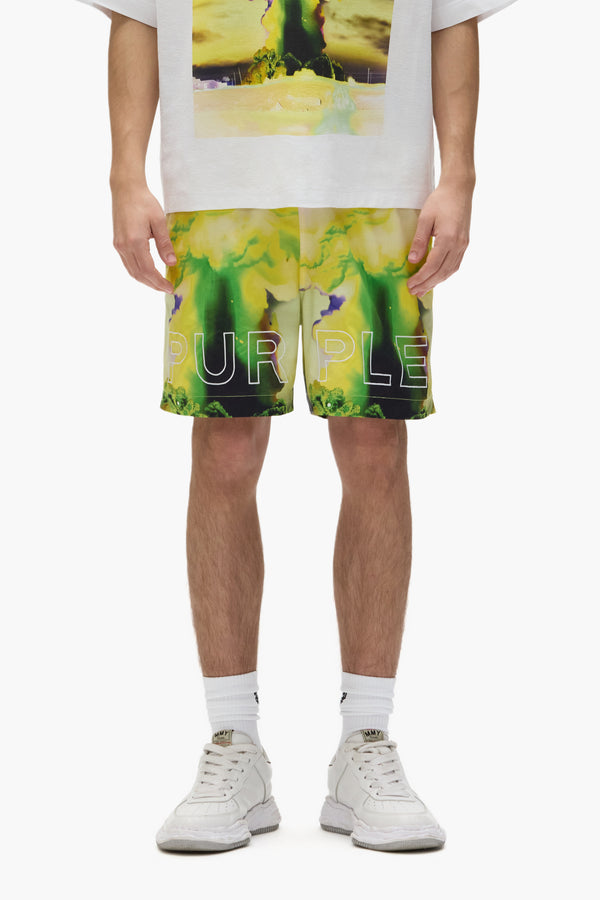 purple brand Force Majeure Swim Shorts Yellow & Green
