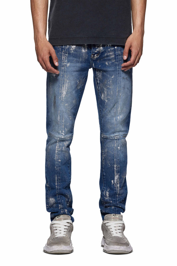 purple brand P001 Angel Silver Foil Cross Dark Indigo