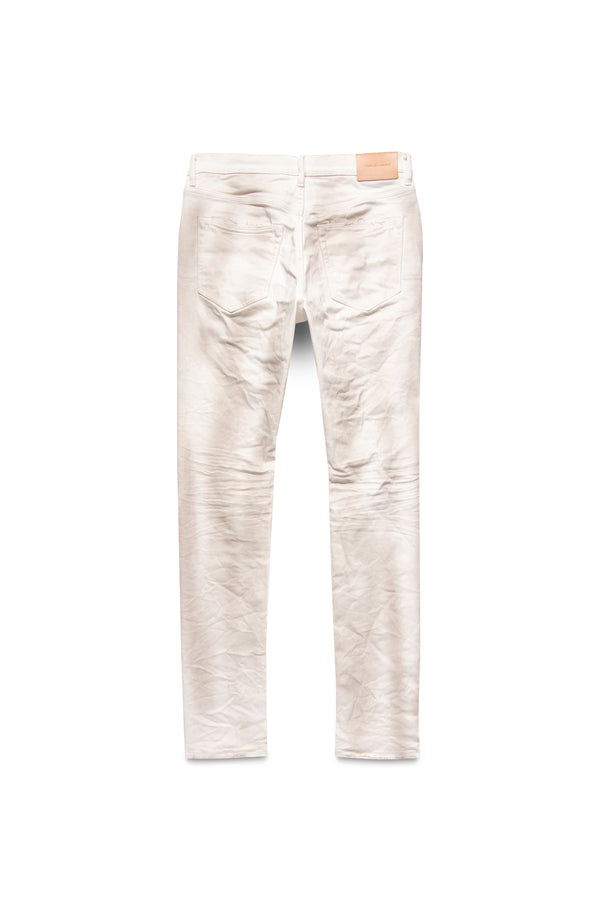 Purple Brand P001 LOW RISE SKINNY JEAN - Dirty White Destroy Jersey Knit Repair Light Indigo