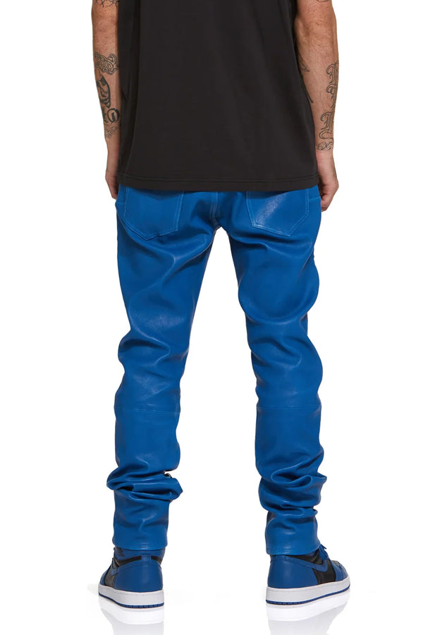 Purple Brand P001 LOW RISE SKINNY PANT - Stretch Leather Galaxy Blue Blue