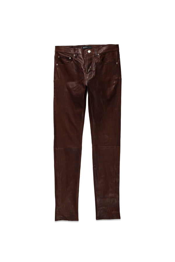 Purple Brand P001 LOW RISE SKINNY PANT - Stretch Leather Vintage Brown Vintage Brown