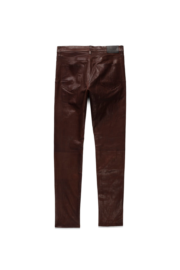 Purple Brand P001 LOW RISE SKINNY PANT - Stretch Leather Vintage Brown Vintage Brown