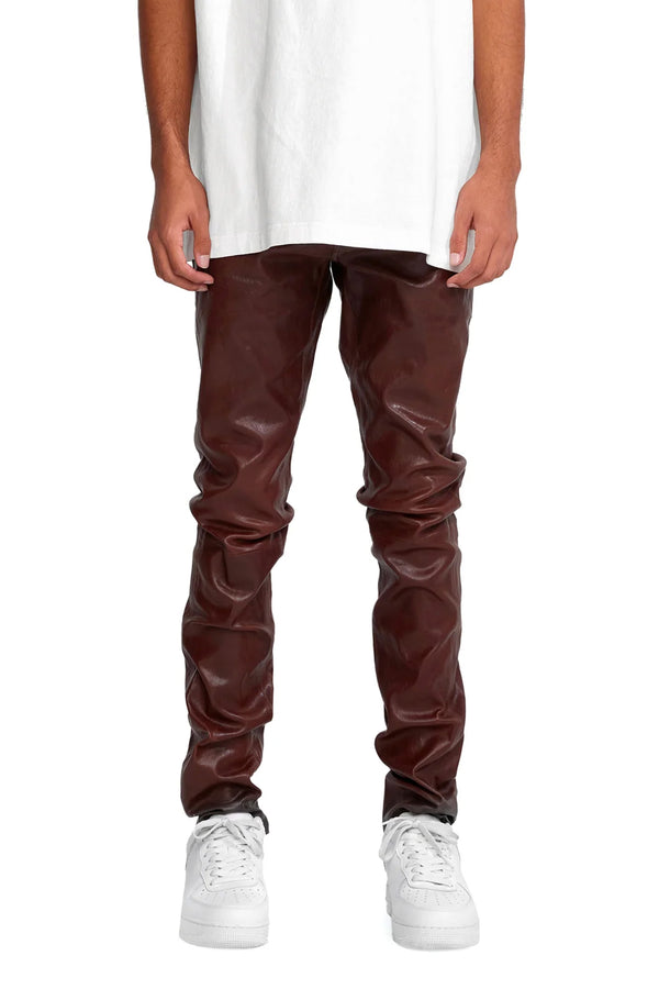purple brand P001 LOW RISE SKINNY PANT - Stretch Leather Vintage Brown Vintage Brown