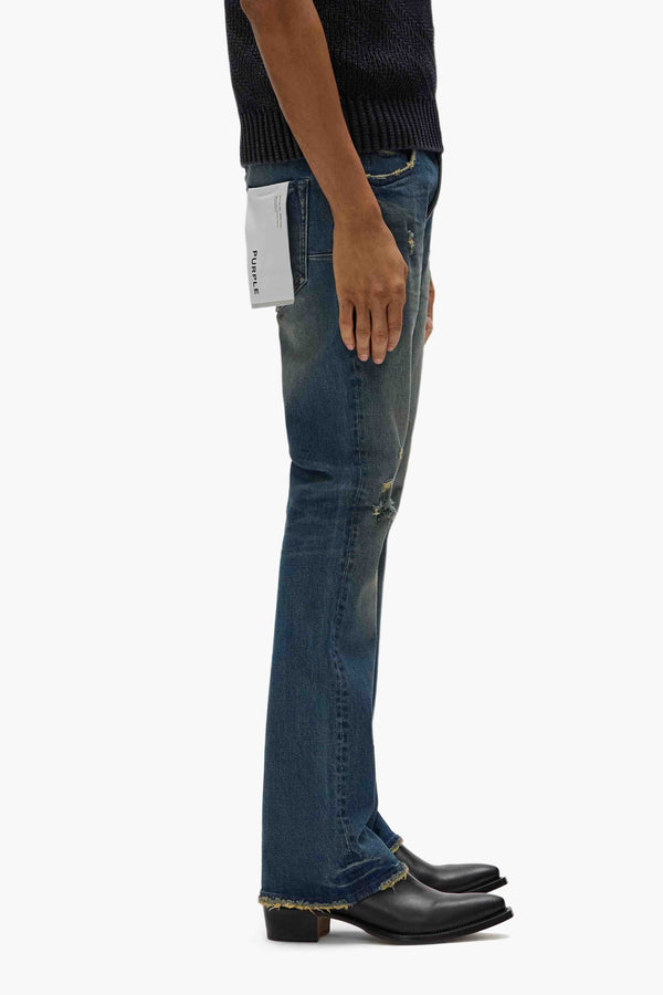 Purple Brand P004 Alloy Distressed Flare Mid Indigo