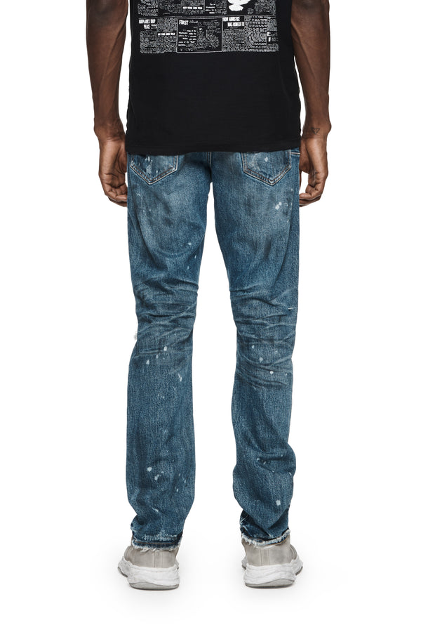 Purple Brand P005 STRAIGHT SLIM JEAN - Vintage Dirty Patch Mid Indigo