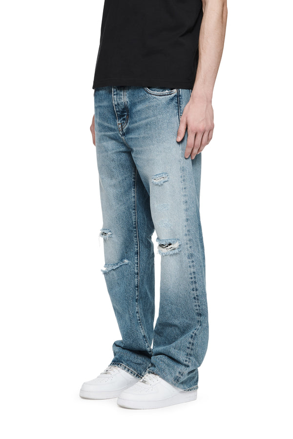 Purple Brand P018 BAGGY JEAN - Indigo Stone Wash Destroy Mid Indigo