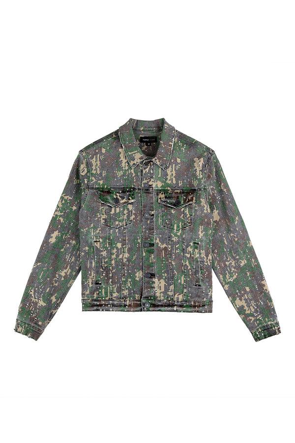 Purple Brand P024 Militaire Buckshot Trucker Jacket Green