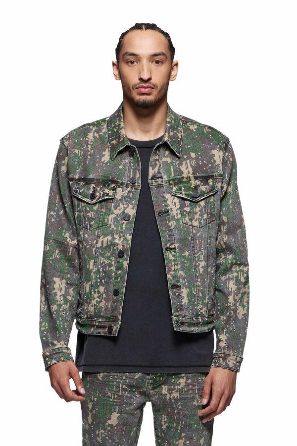 purple brand P024 Militaire Buckshot Trucker Jacket Green