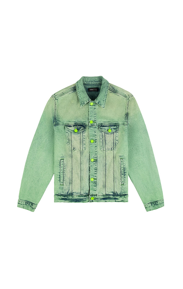 Purple Brand P024 Shadow Upper Cut Trucker Jacket Green