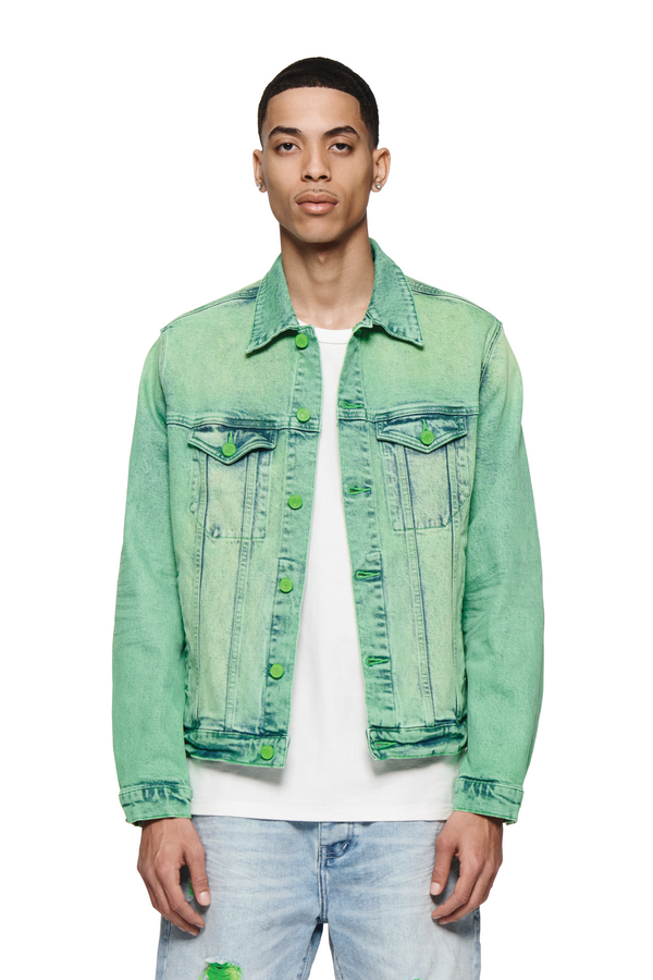 purple brand P024 Shadow Upper Cut Trucker Jacket Green