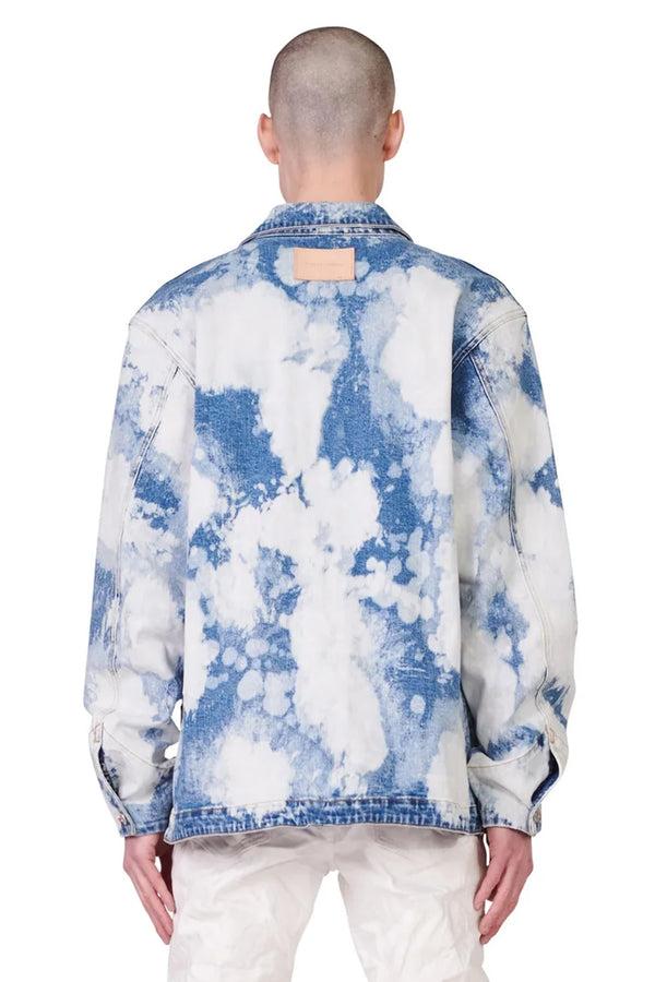 Purple Brand P031 DENIM CHORE JACKET - Indigo Two Tone Bleach Indigo Two Tone Bleach