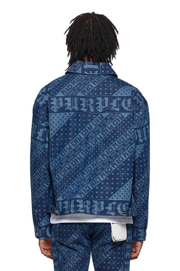 Purple Brand P042 Chore Jacket Laser Flag Mid Indigo