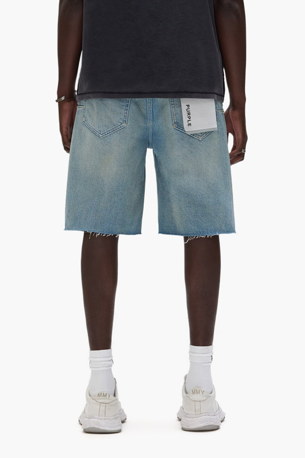 Purple Brand P059 Basalt Rhinestone Shorts Light Indigo