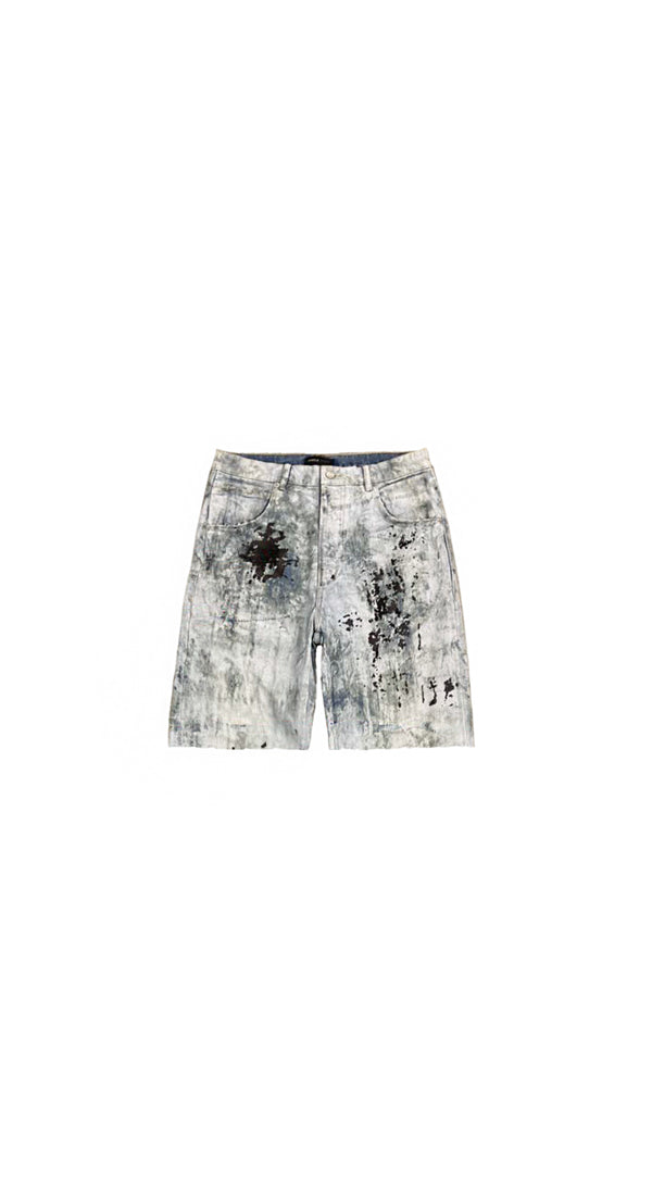 purple brand P059 Worn Camouflage Short Light Indigo
