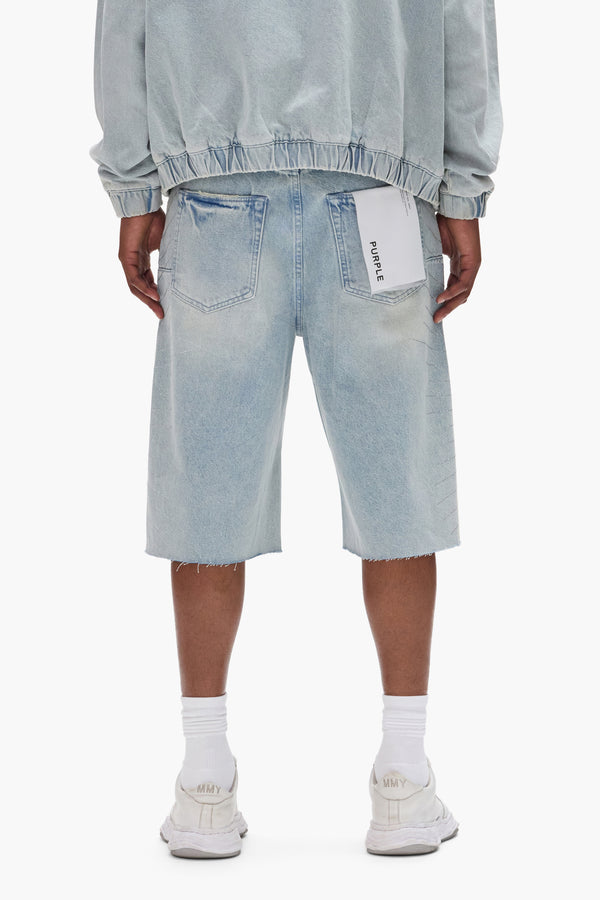 Purple Brand P070 Radial Hotfix Shorts Light Indigo