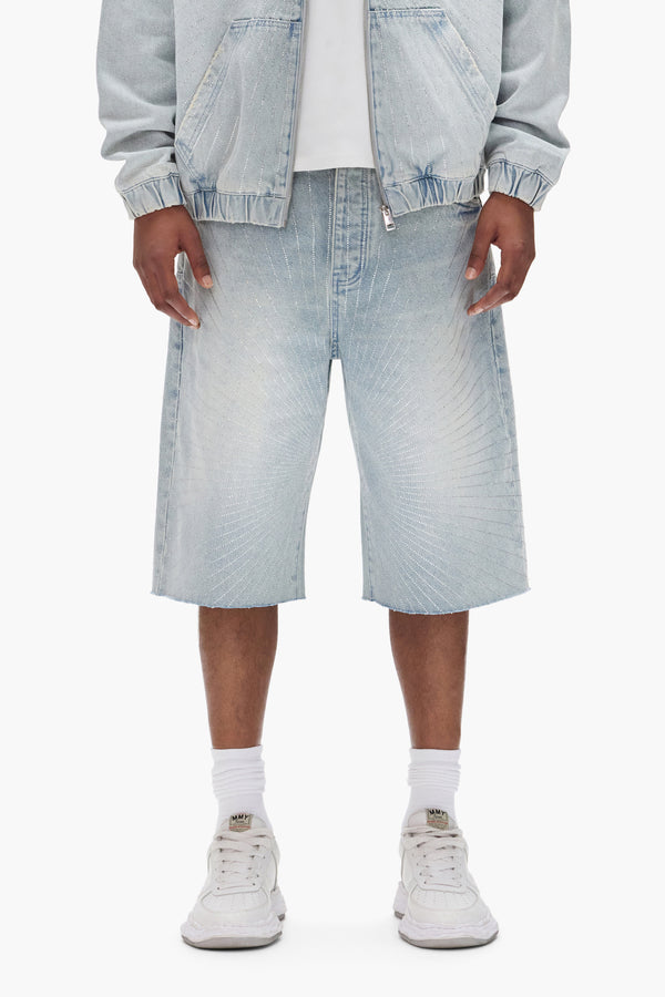 purple brand P070 Radial Hotfix Shorts Light Indigo