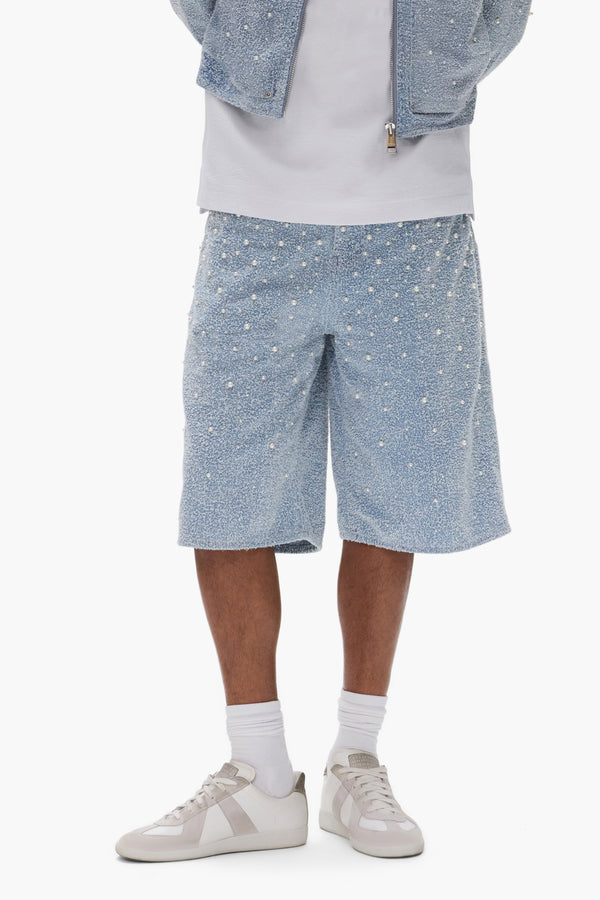 Purple Brand P070 Textured Pearl Shorts Light Indigo