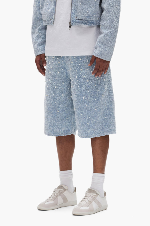 Purple Brand P070 Textured Pearl Shorts Light Indigo