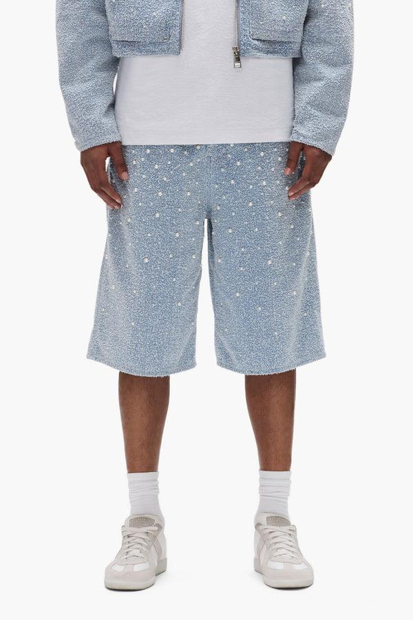 purple brand P070 Textured Pearl Shorts Light Indigo