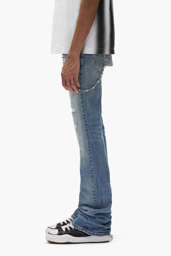 Purple Brand P072 Repair Super Stack Flare Light Indigo