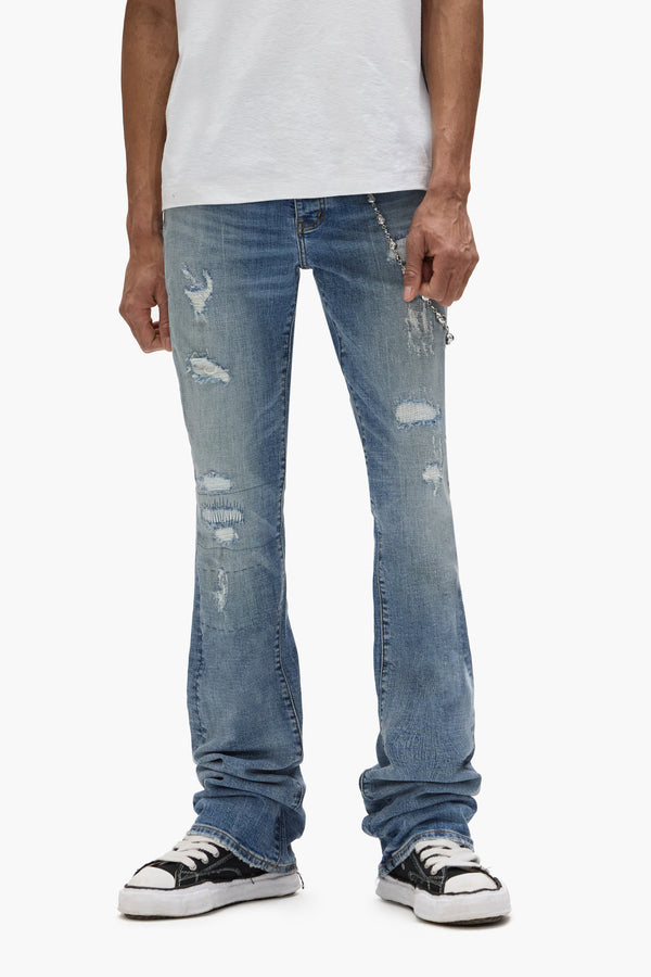 Purple Brand P072 Repair Super Stack Flare Light Indigo