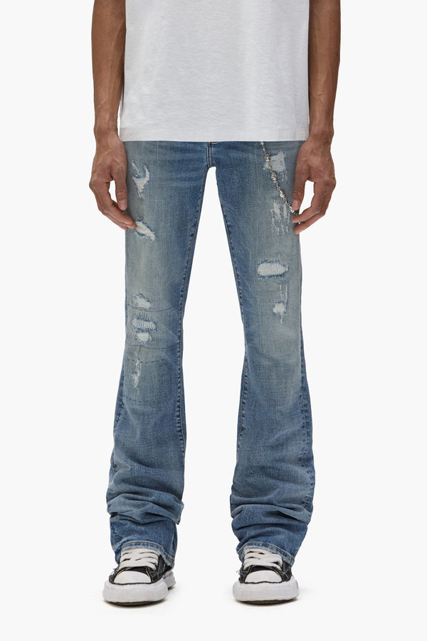 purple brand P072 Repair Super Stack Flare Light Indigo