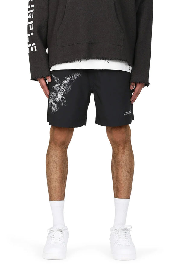 purple brand P504 ALL-AROUND SHORT - Black Birds Black