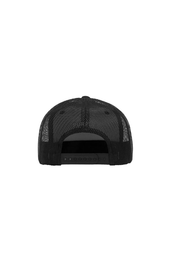 Purple Brand P902 5 PANEL HAT - Black Lettermark Black