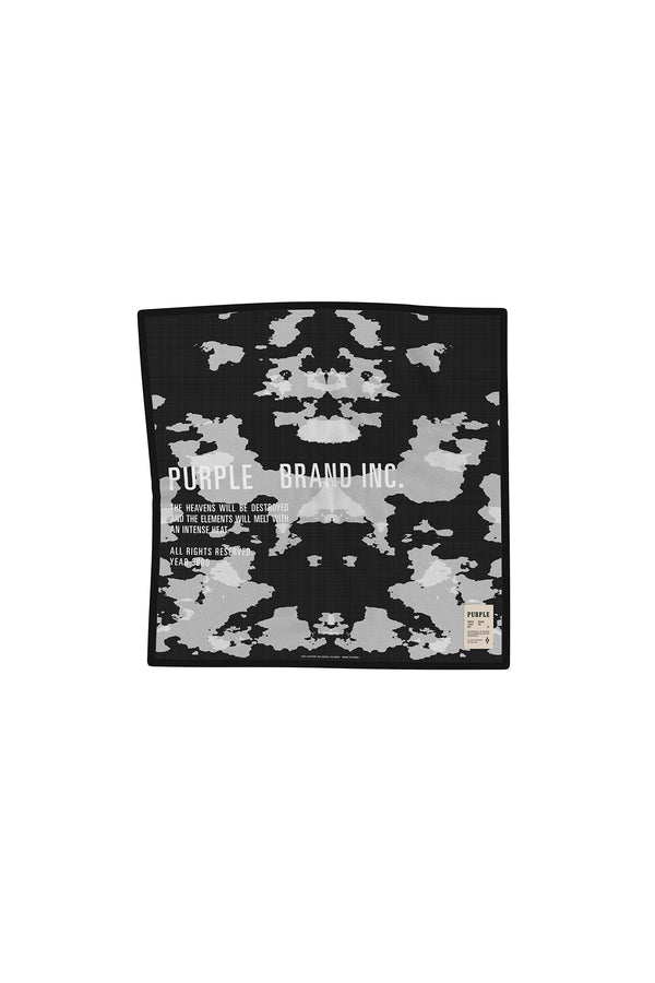 purple brand P903 BANDANA - Exclusive Greyscale Rorschach Print Black & Gray