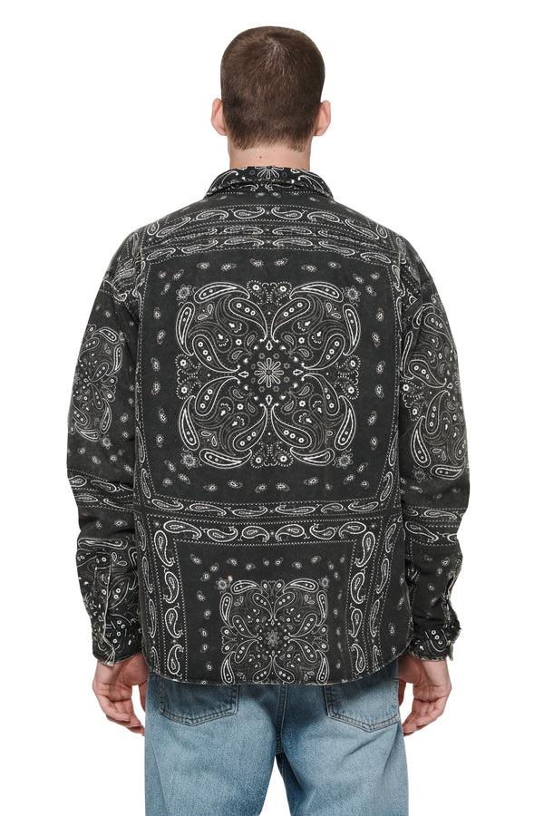 Purple Brand PADDED QUILT LINE BANDANA SHIRT - Black Black