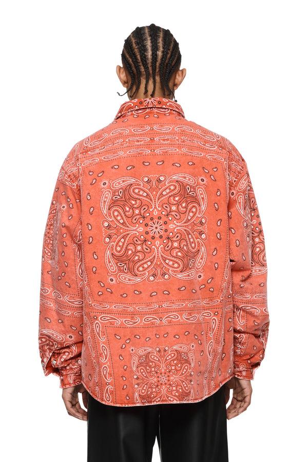 Purple Brand PADDED QUILT LINED BANDANA SHIRT - Red Red