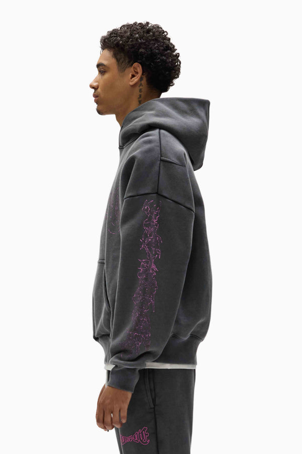 Purple Brand Arched Gothic Hoodie Black
