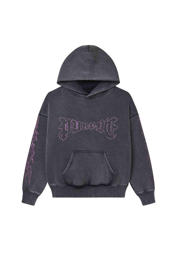 Purple Brand Arched Gothic Hoodie Black