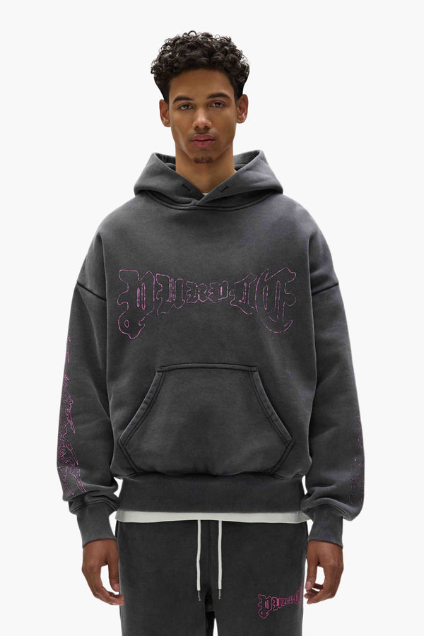 purple brand Arched Gothic Hoodie Black
