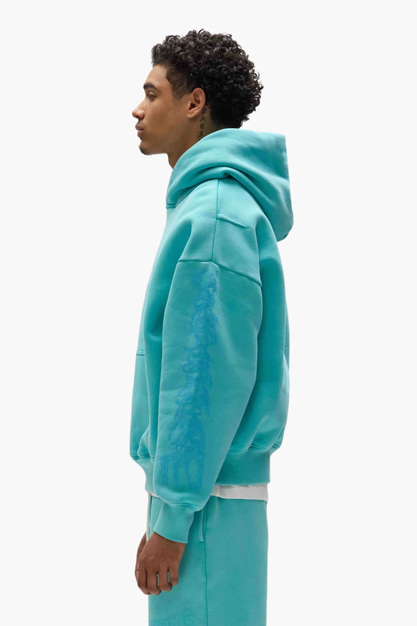 Purple Brand Arched Gothic Hoodie Blue