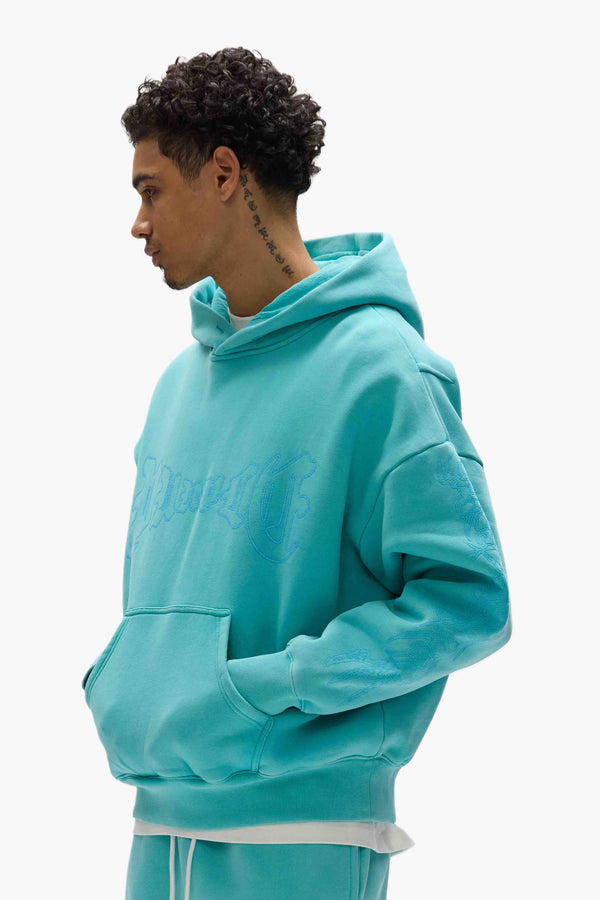 Purple Brand Arched Gothic Hoodie Blue