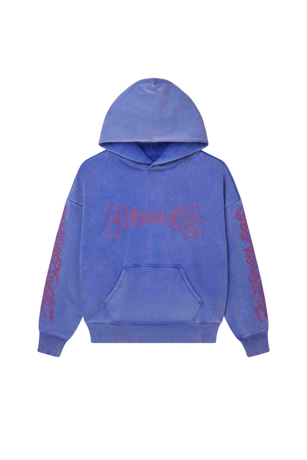Purple Brand Arched Gothic Hoodie Blue