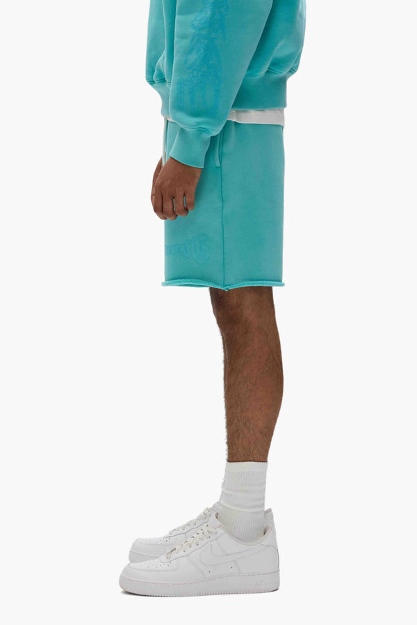 Purple Brand Arched Gothic Sweatshorts Blue