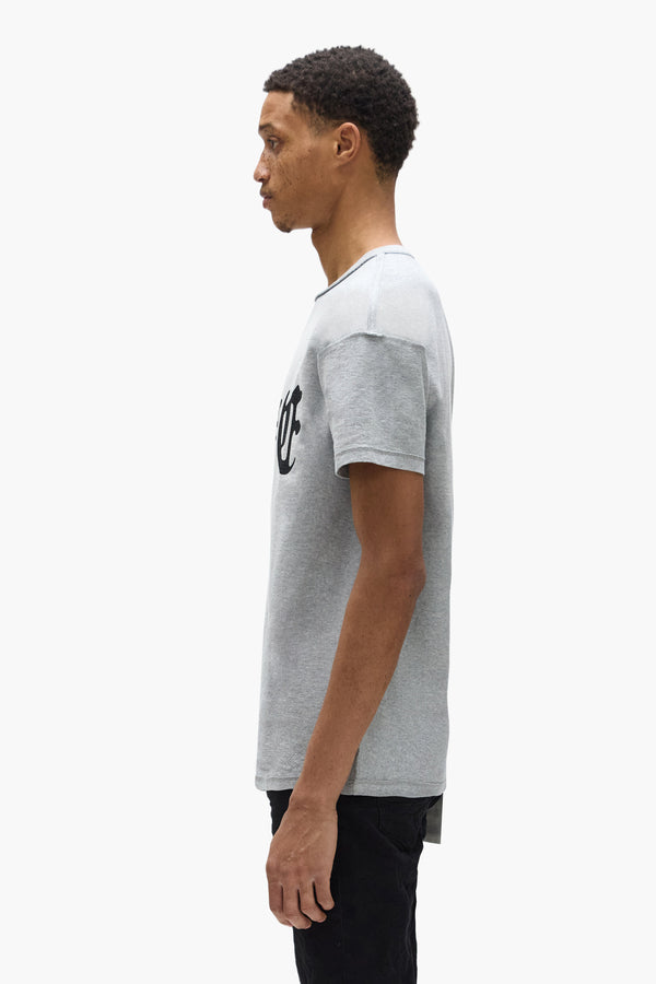 Purple Brand Arched Gothic Wordmark Tee Gray