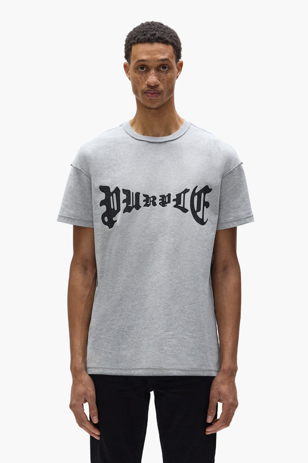purple brand Arched Gothic Wordmark Tee Gray