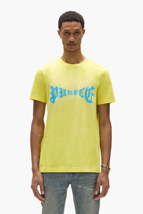 purple brand Arched Gothic Wordmark Tee Yellow