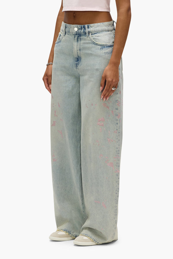 Purple Brand Baggy Paint Embroidery Light Indigo