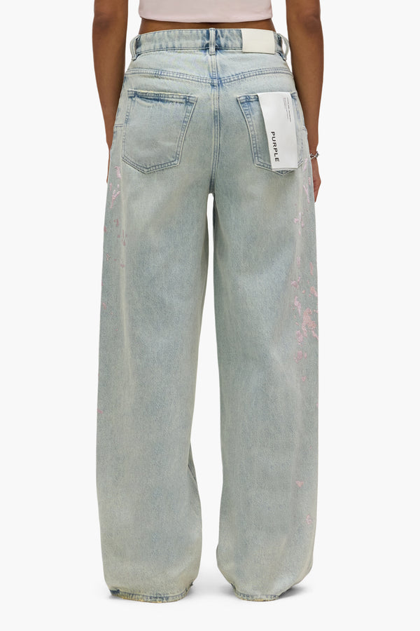 Purple Brand Baggy Paint Embroidery Light Indigo