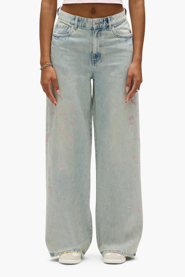 purple brand Baggy Paint Embroidery Light Indigo