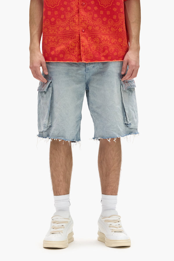 purple brand Bandana Cargo Shorts Light Indigo