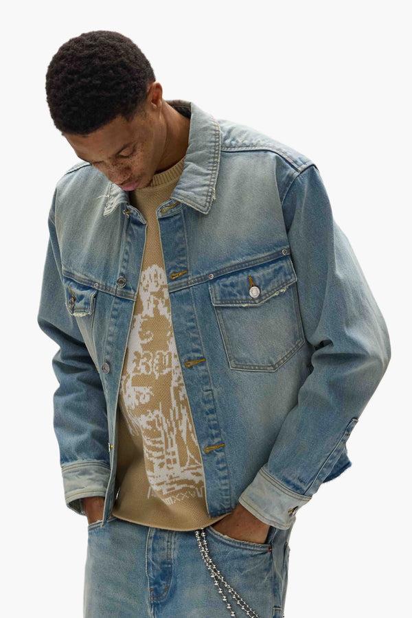 Purple Brand Basalt Cropped Shirt Light Indigo