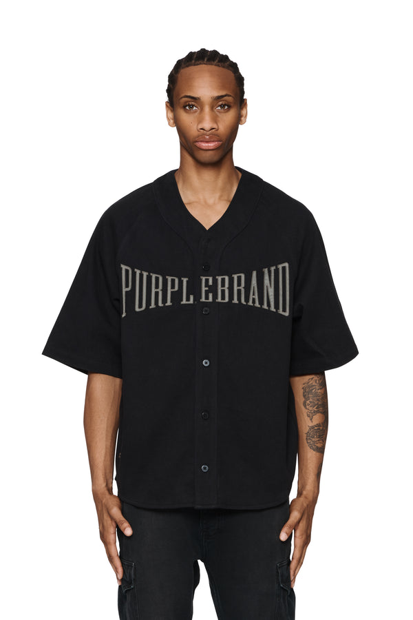 purple brand Baseball Shirt Black