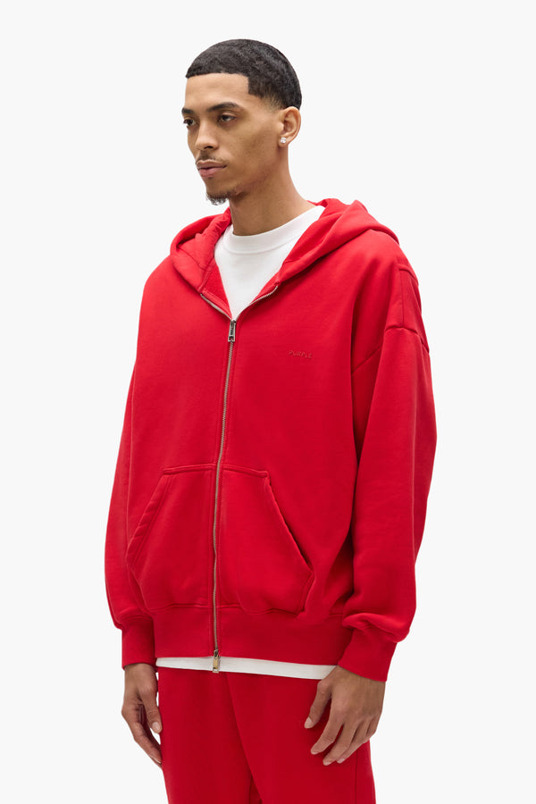 Purple Brand Basic Zip-Up Hoodie Red