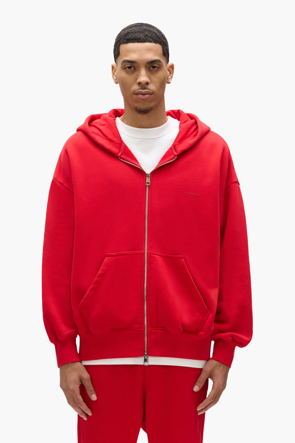 purple brand Basic Zip-Up Hoodie Red