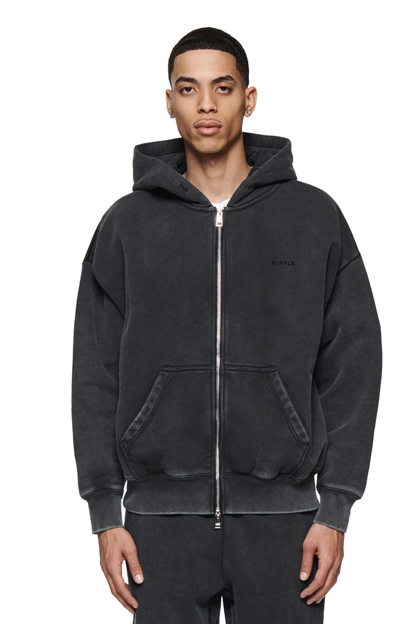 Purple Brand Basic Zip-Up Hoodie Washed Black
